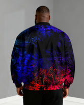 Big & Tall Men's Cyberpunk Circuit Board Printed Zip Long Sleeve Jacket